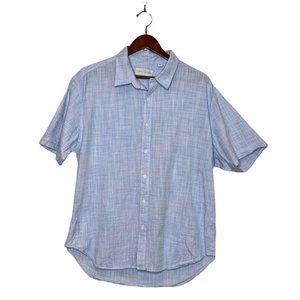 Coastaoro Mens Blue Short Sleeve Button-Up Shirt Size XL